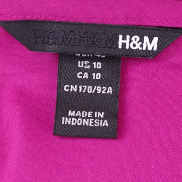 SOLD H&M Magenta Cotton Blend Short Sleeve Wrap Shirt- Sz. 10 - Picture 4 of 4